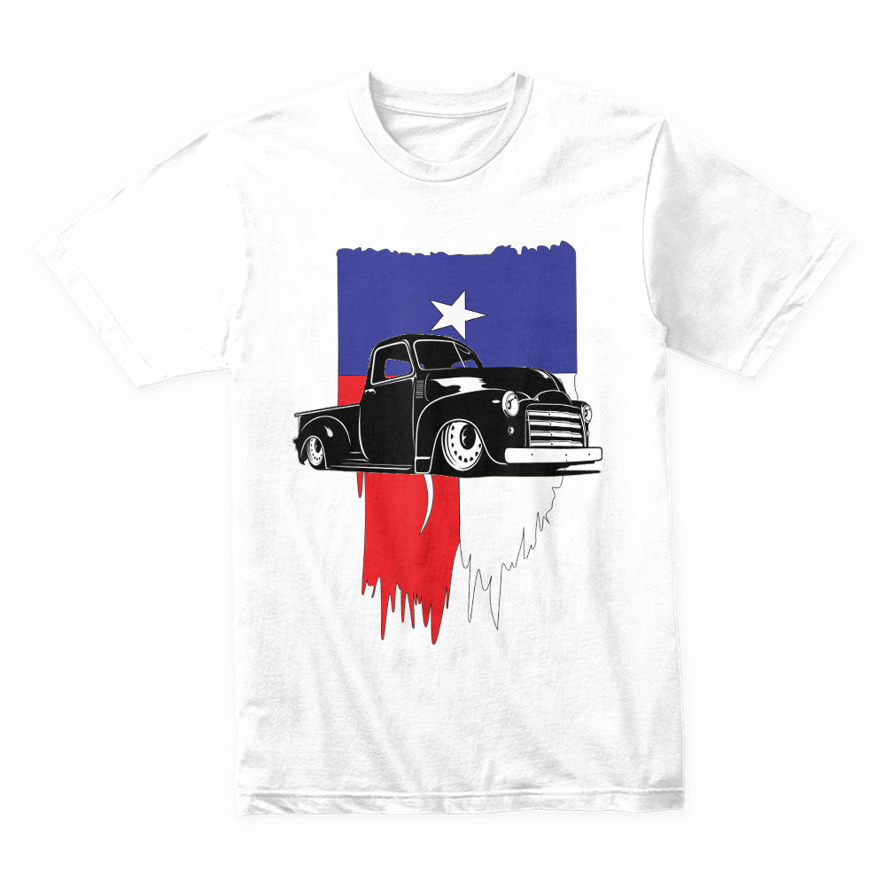Texas Pride Vintage Truck T-Shirt – Classic Hot Rod & Lone Star Flag Design