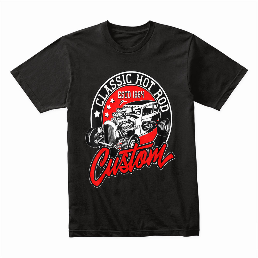 Classic Hot Rod Custom T-Shirt – Vintage 1984 Retro Speed & Muscle Car Tee