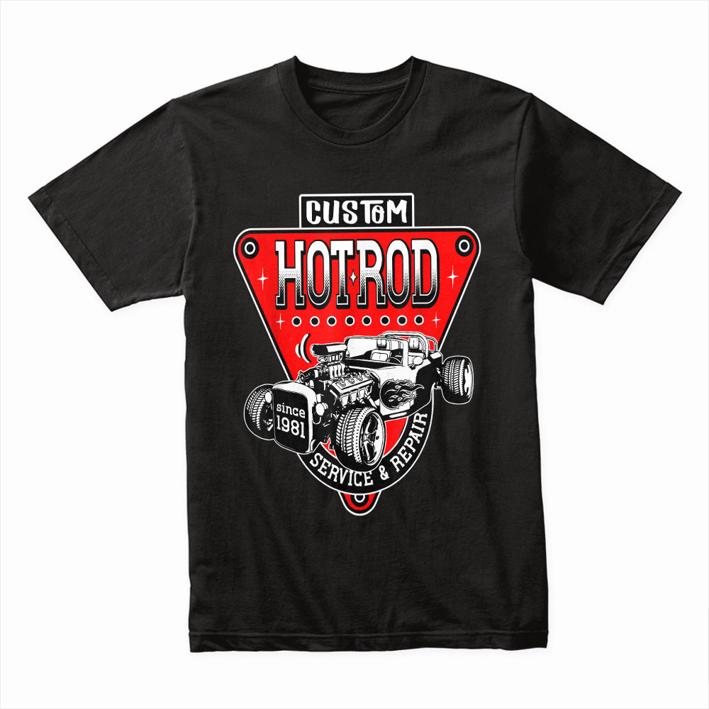 Custom Hot Rod Service & Repair T-Shirt – Vintage 1981 Classic Car Garage Tee