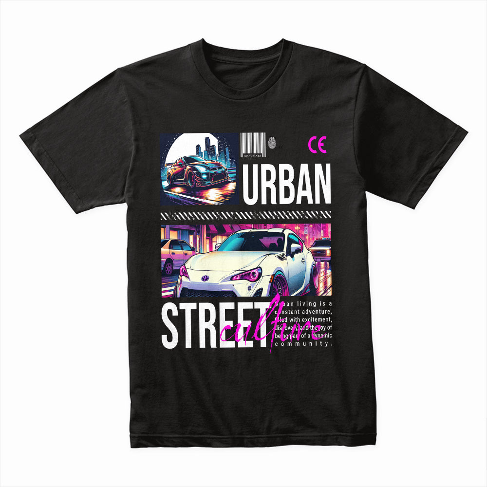 Urban Street Culture JDM Graphic Tee – Neon Night Racing Aesthetic