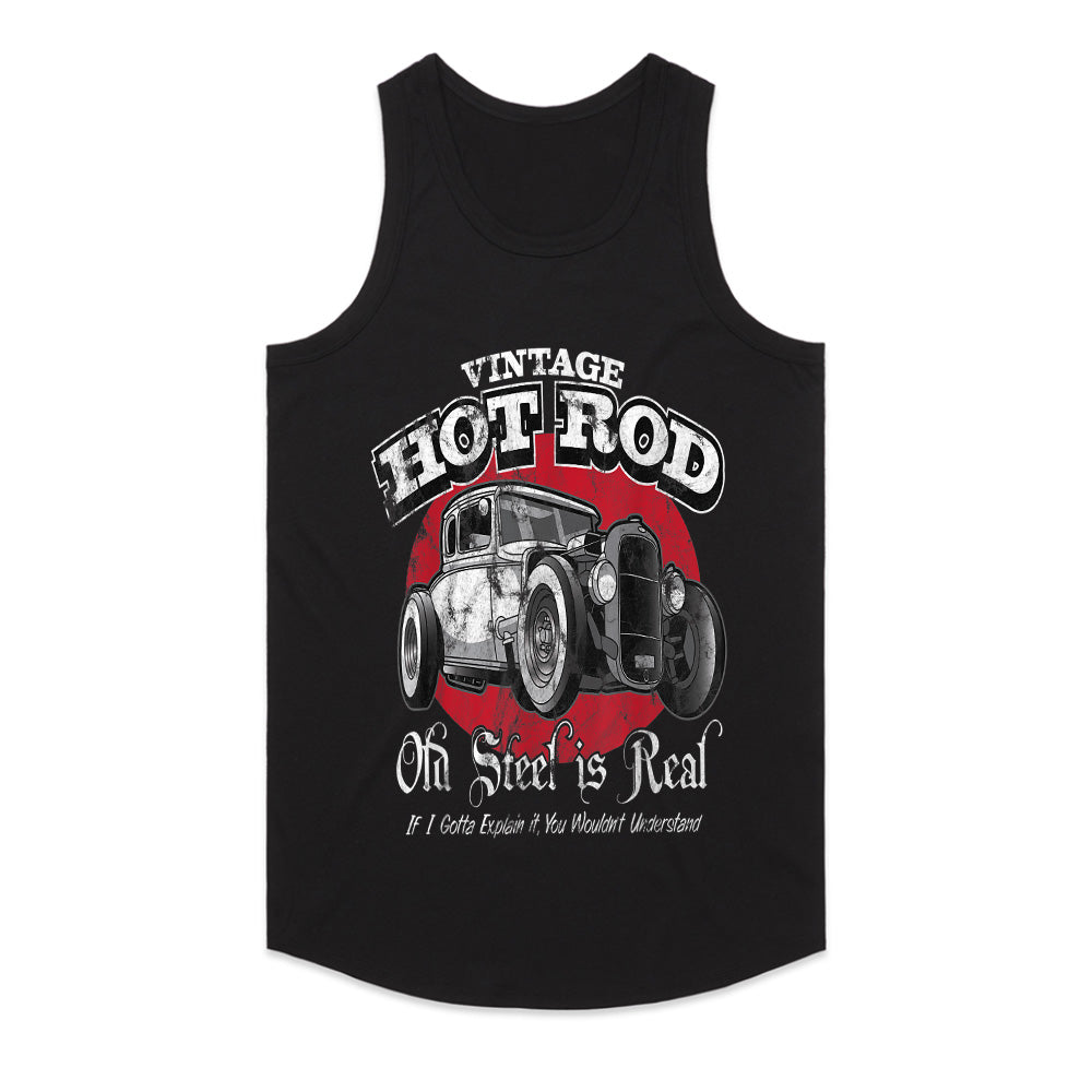 Vintage Hot Rod "Old Steel is Real" Classic Car Enthusiast T-Shirt