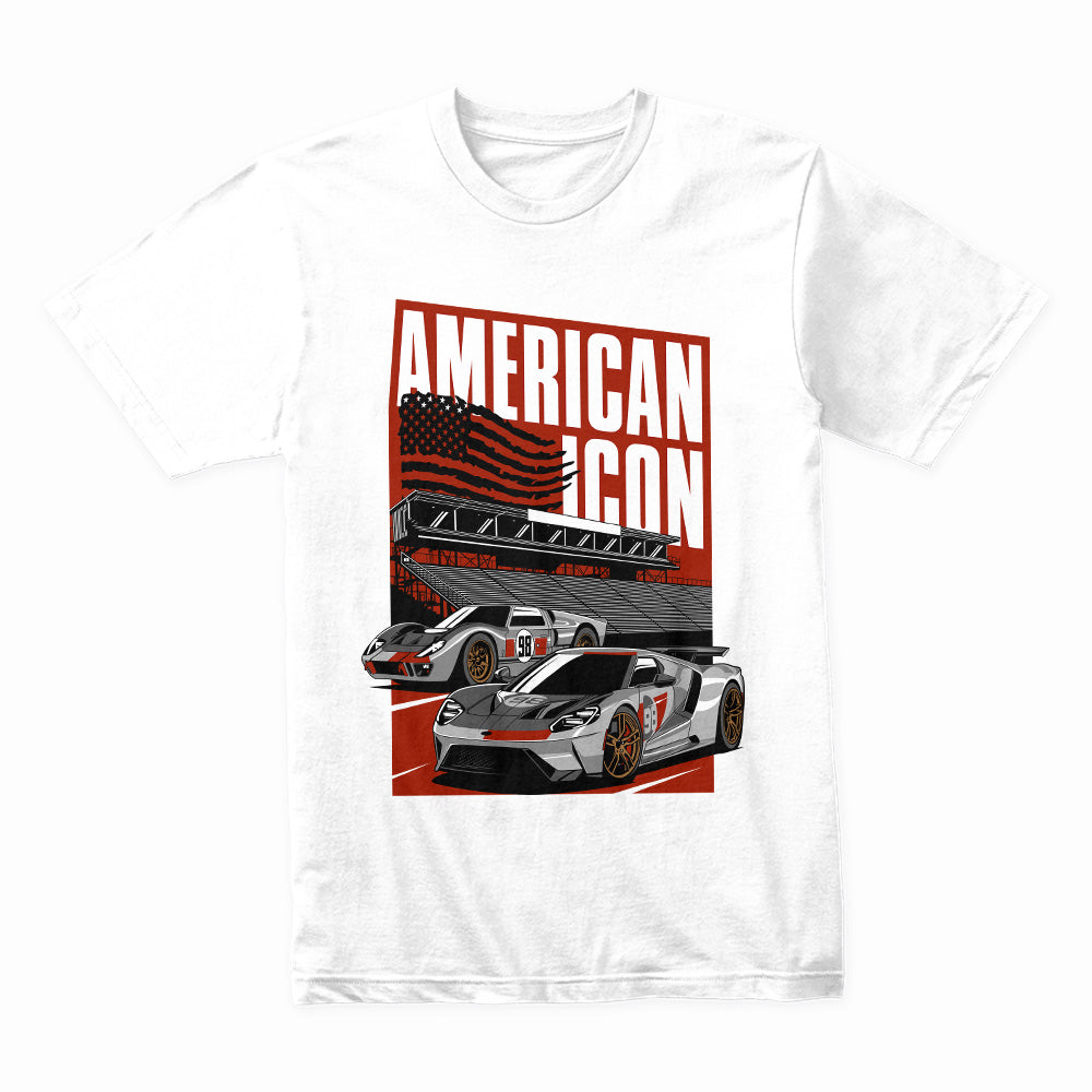 American Icon Ford GT – Legendary Supercar Racing T-Shirt