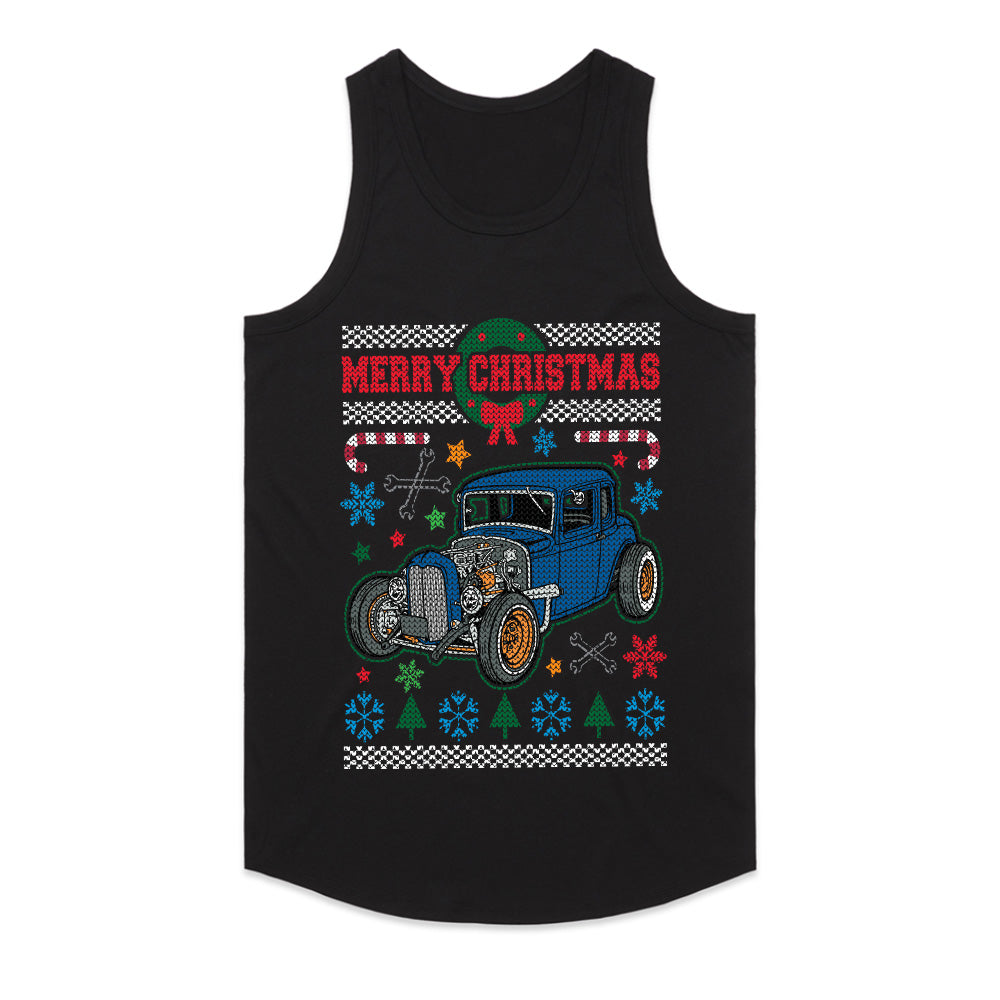 Vintage Hot Rod Ugly Christmas Sweater T-Shirt – Classic Car Holiday Gift