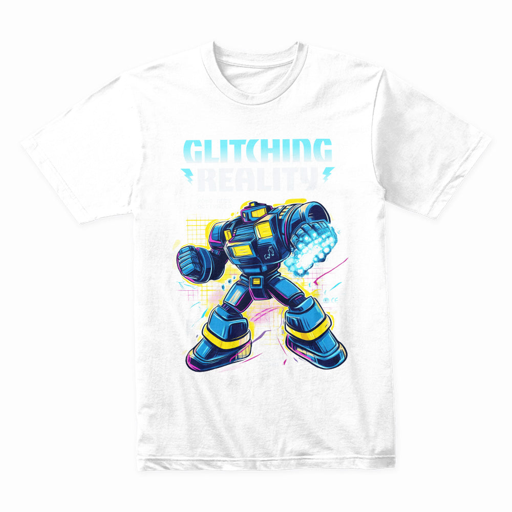 Cyber Mech Warrior T-Shirt – Glitching Reality Sci-Fi Robot Design