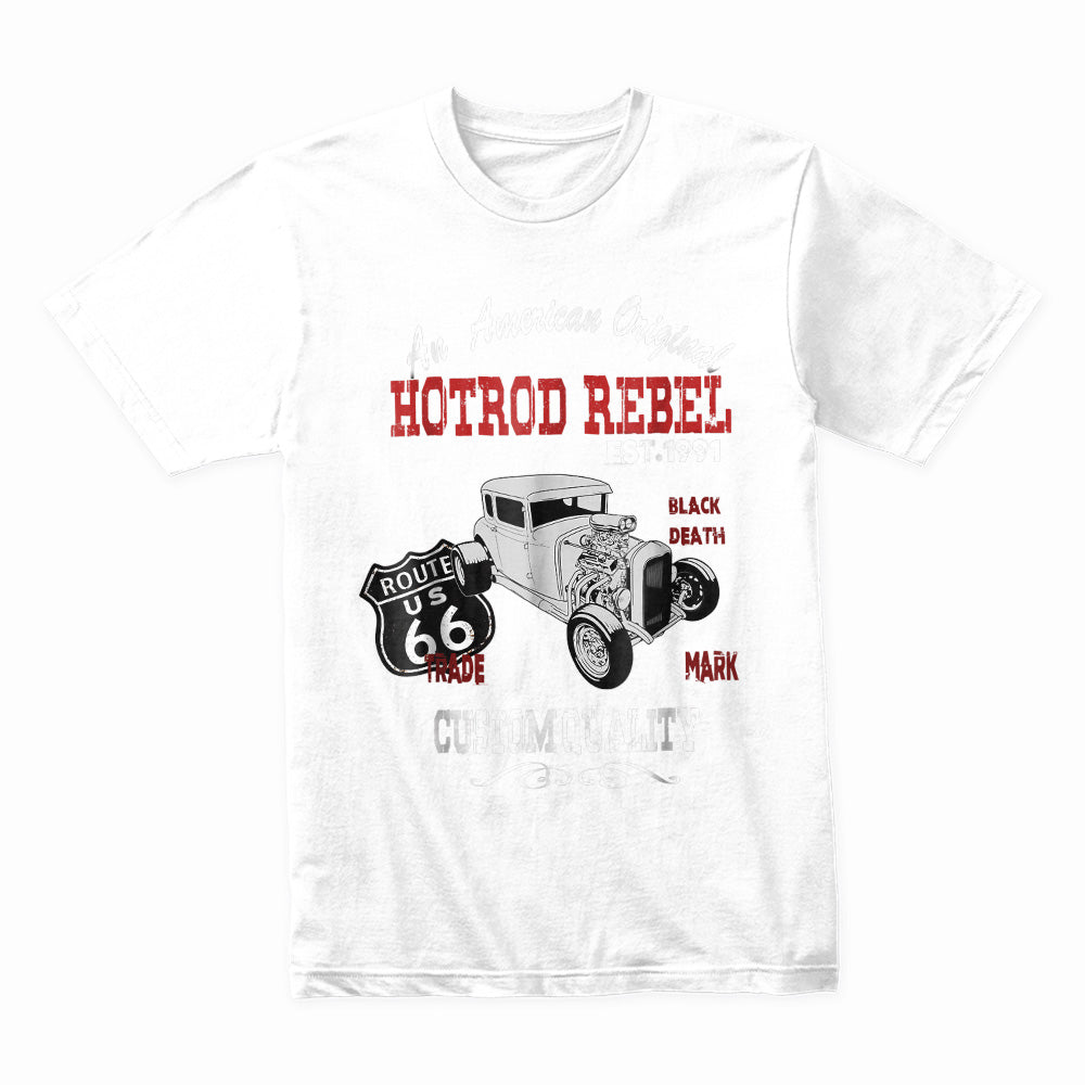 Hotrod Rebel Route 66 T-Shirt – Vintage Custom Quality American Classic Car Tee