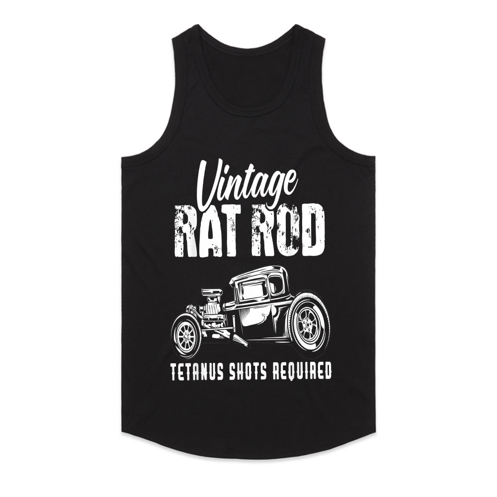 Vintage Rat Rod T-Shirt – Classic Hot Rod "Tetanus Shots Required" Tee for Car Enthusiasts