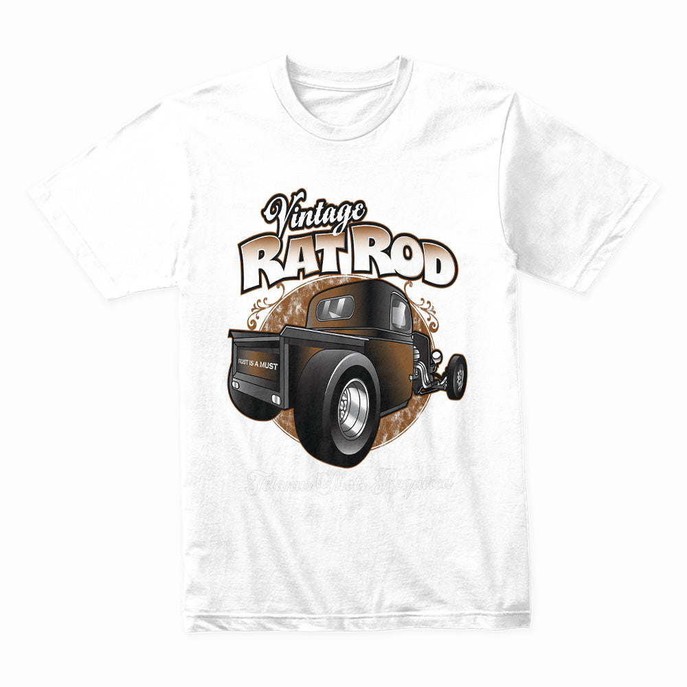 Vintage Rat Rod Pickup Truck T-Shirt – Classic Hot Rod "Tetanus Shots Required" Tee for Car Enthusiasts