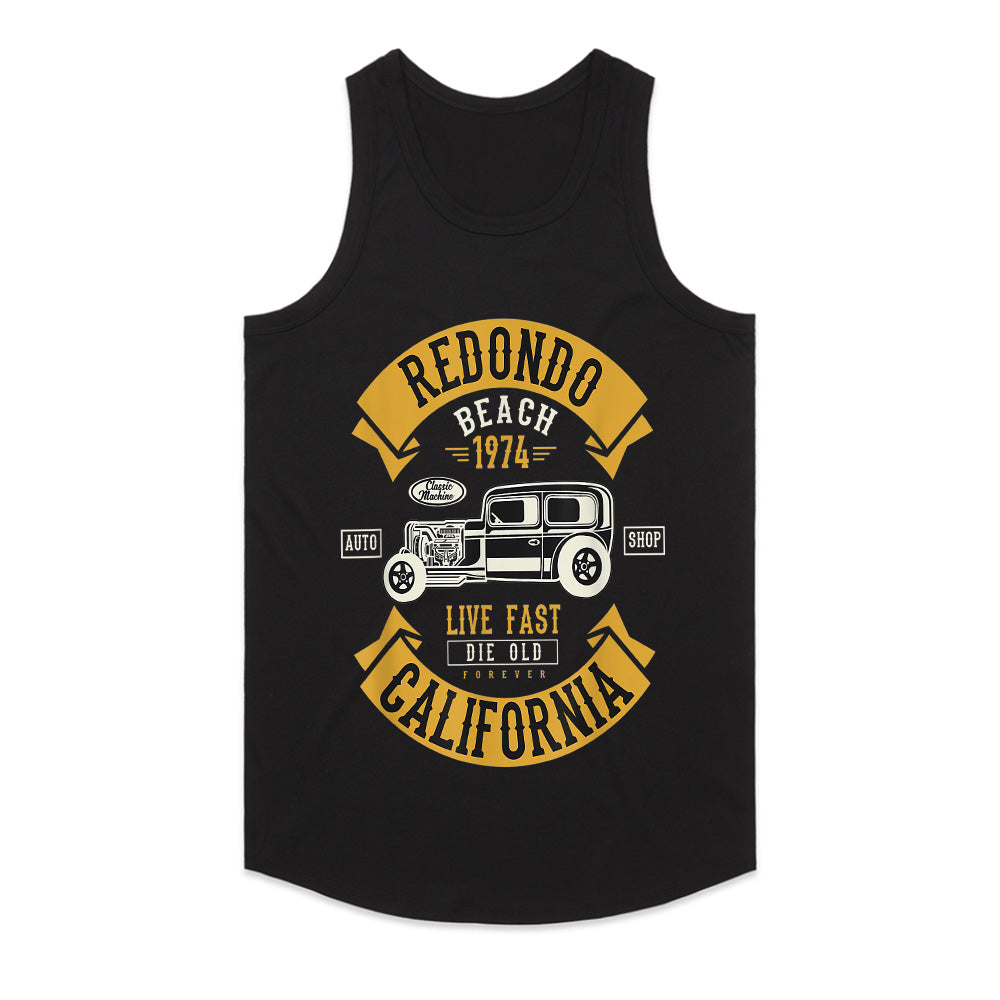 Vintage Redondo Beach California Hot Rod T-Shirt – Classic 1974 Retro Car Shop Design