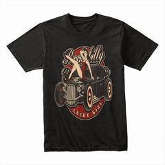 Rockabilly Lucky Girl Hot Rod T-Shirt – Vintage Pin-Up & Classic Car Retro Tee