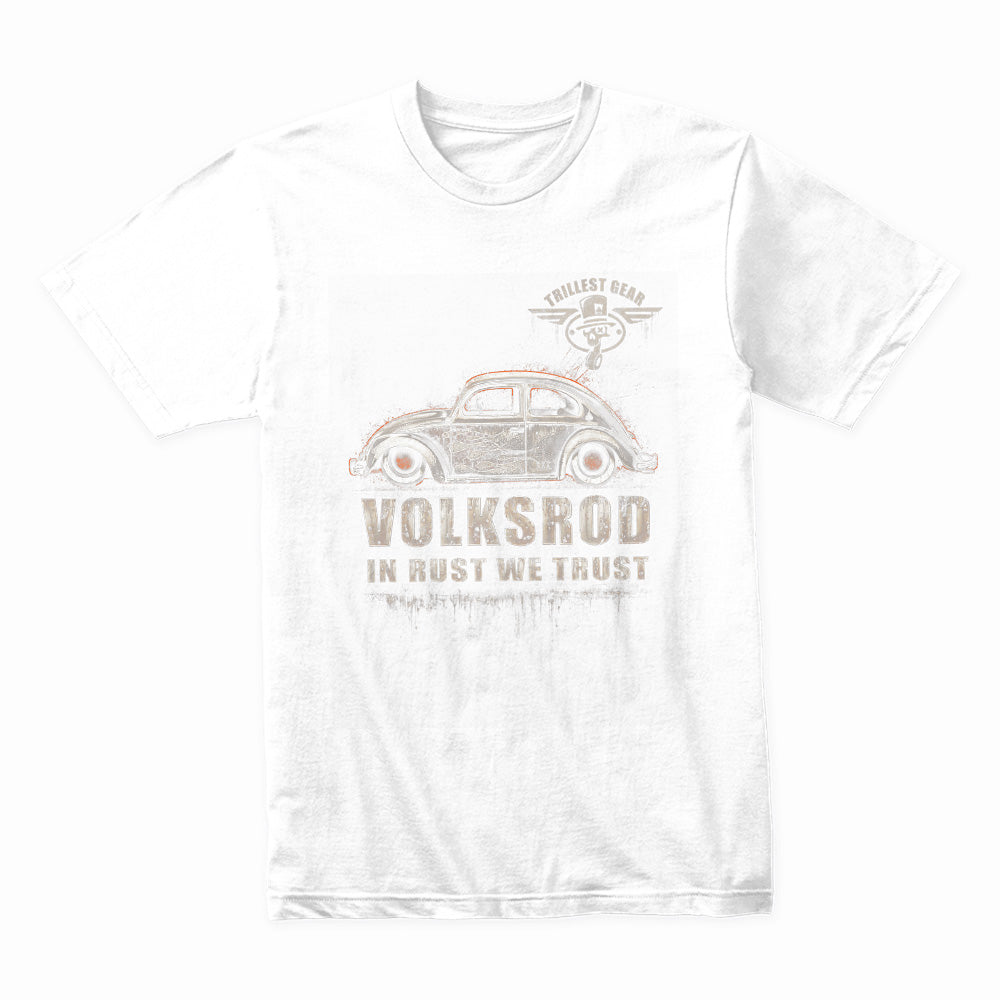 Vintage Volksrod "In Rust We Trust" T-Shirt – Classic Rat Rod Beetle Tee