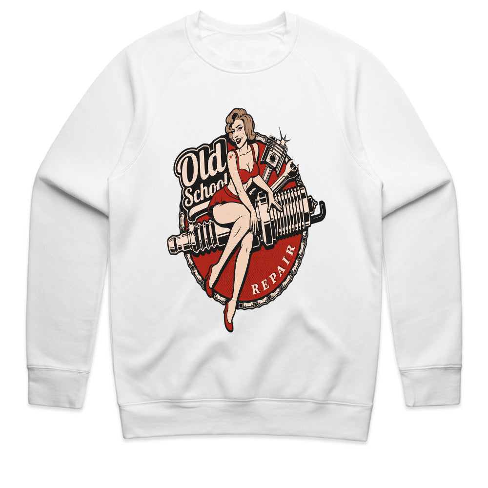 Old School Repair Pin-Up T-Shirt – Vintage Rockabilly Garage & Hot Rod Tee