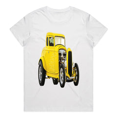 1930s Yellow Hot Rod T-Shirt – Classic Vintage Muscle Car Racer Tee