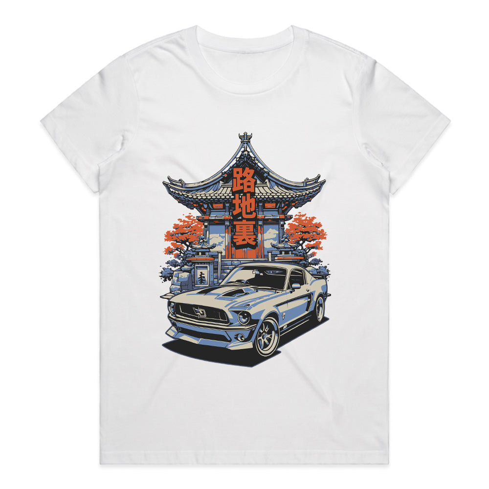 Samurai Streets Mustang T-Shirt – Classic Muscle Meets Japanese Culture