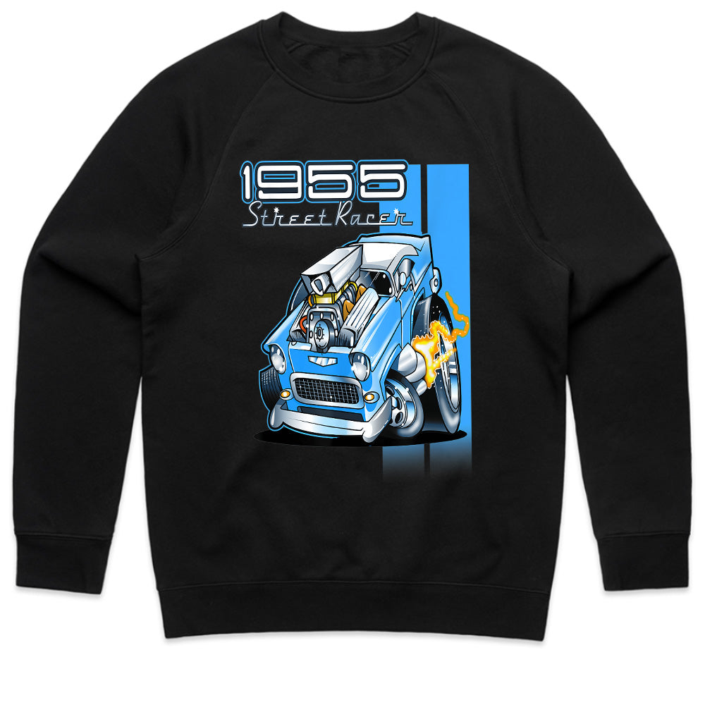1955 Hot Rod Street Racer T-Shirt – Vintage 50s Cartoon Muscle Car Tee