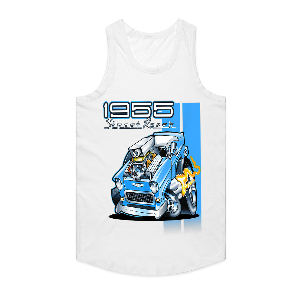 1955 Hot Rod Street Racer T-Shirt – Vintage 50s Cartoon Muscle Car Tee