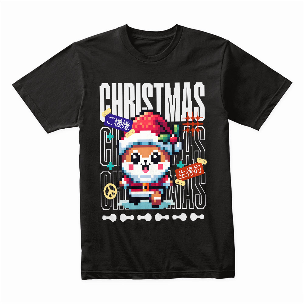 Pixel Santa Pug – Christmas Gamer Festive Graphic Tee