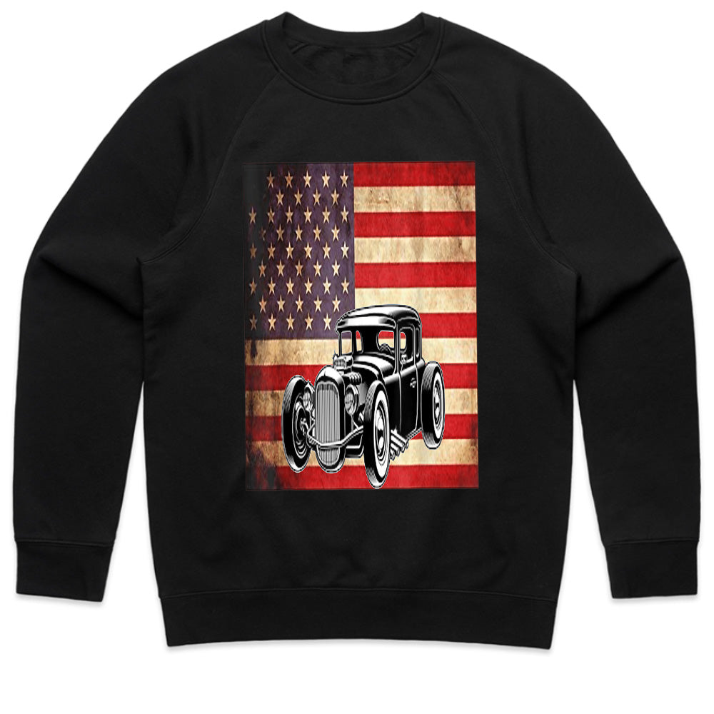 American Flag Hot Rod T-Shirt – Vintage Classic Car Enthusiast Tee