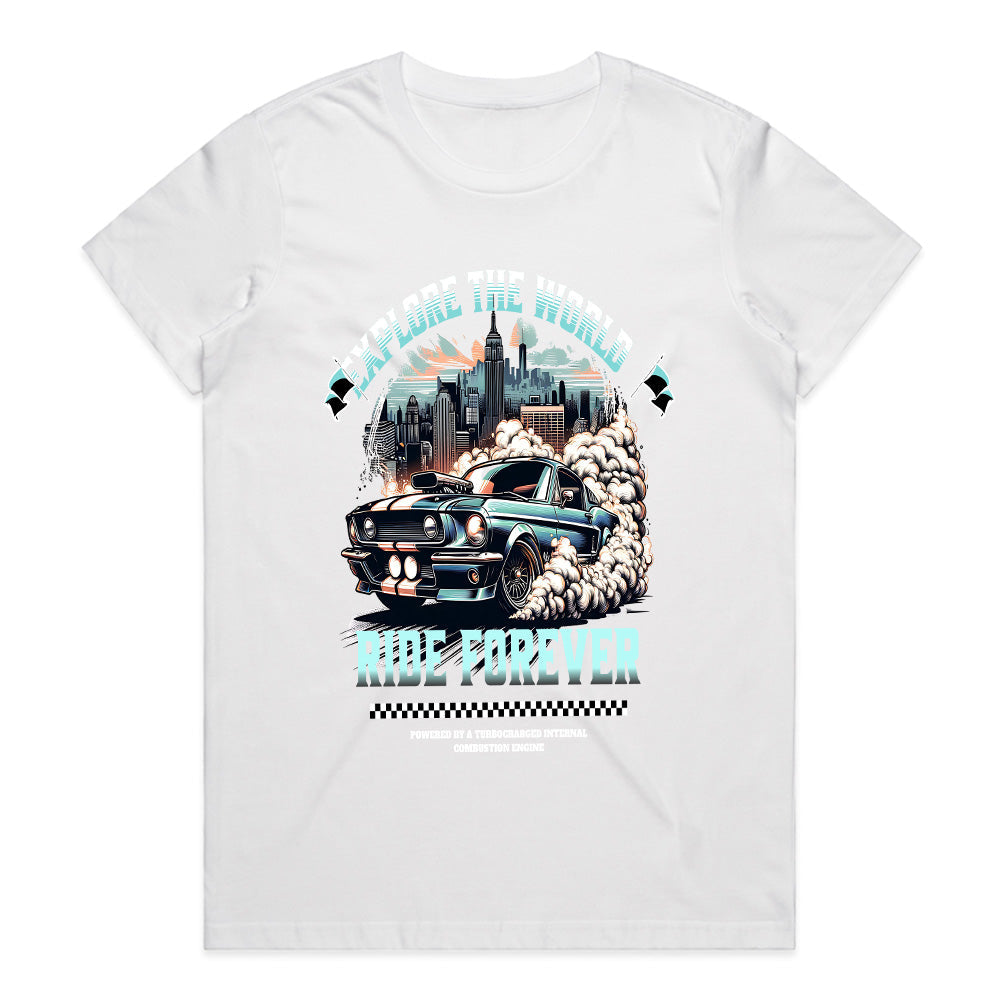 Ride Forever – Explore the World Muscle Car Tee