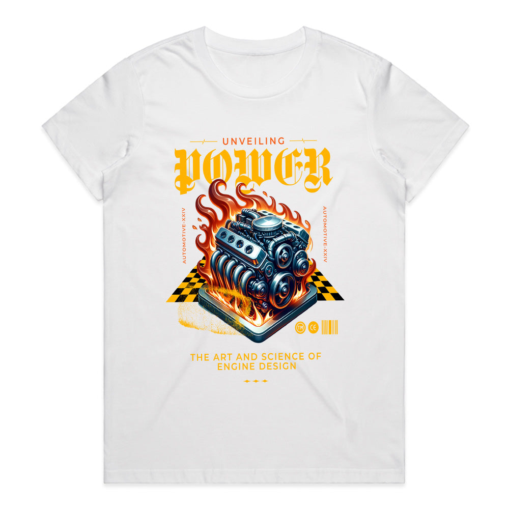 Unveiling Power – Fiery V8 Engine Performance T-Shirt