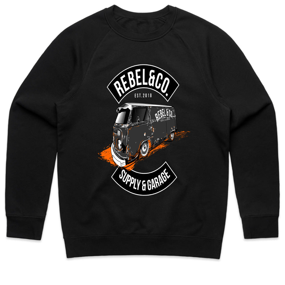 Rebel & Co. Garage" Vintage VW Bus T-Shirt