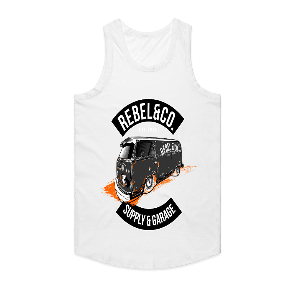 Rebel & Co. Garage" Vintage VW Bus T-Shirt