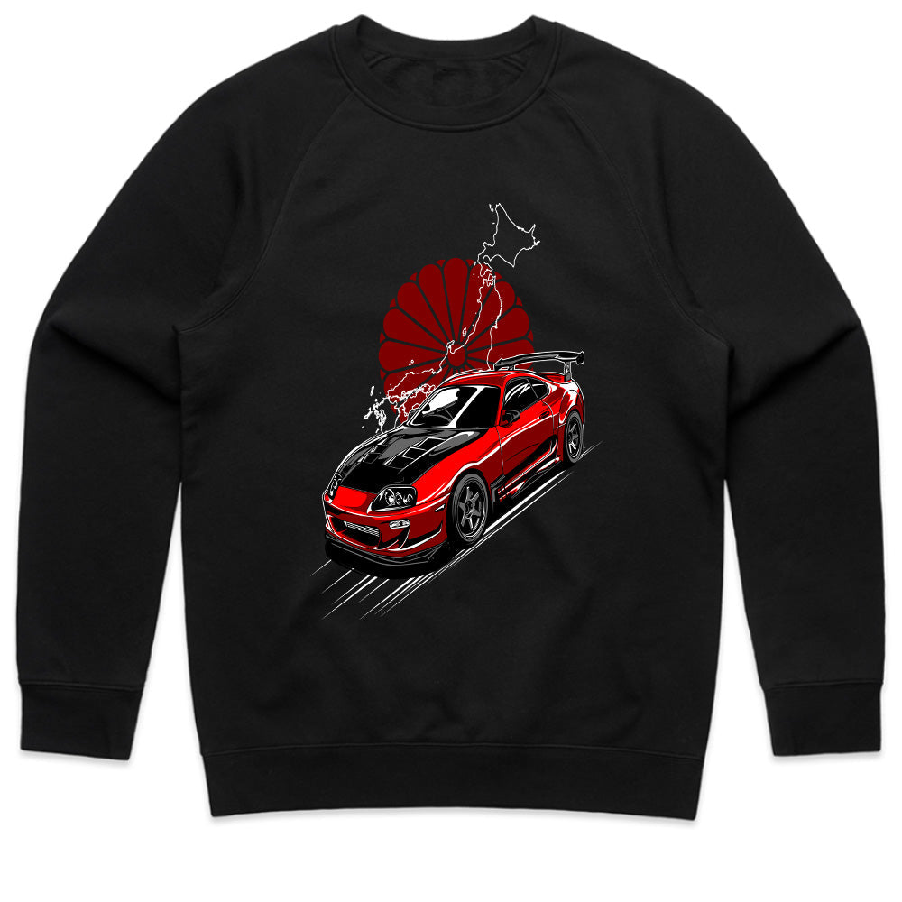 Toyota Supra JDM Legend T-Shirt – Red MK4 with Rising Sun Design
