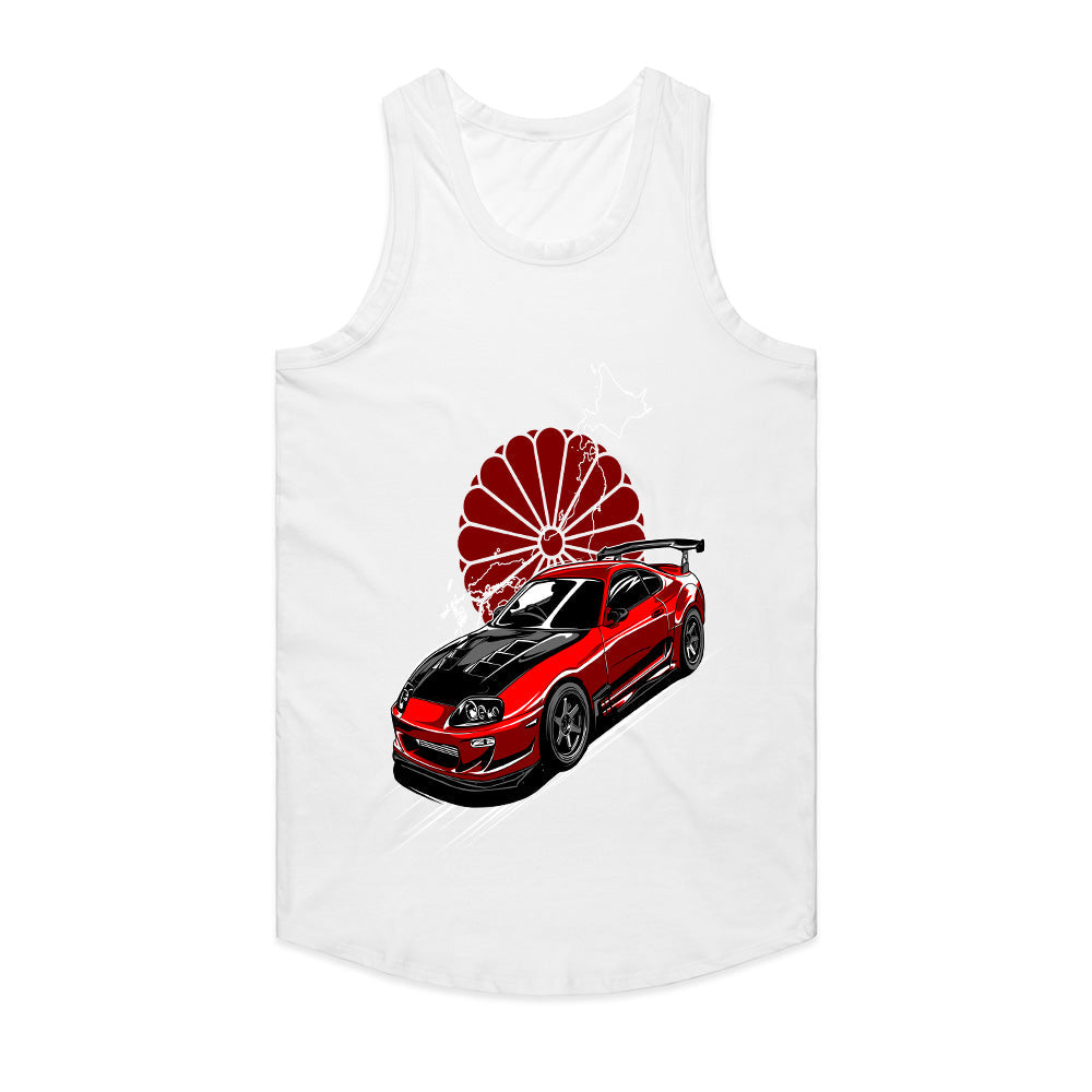 Toyota Supra JDM Legend T-Shirt – Red MK4 with Rising Sun Design