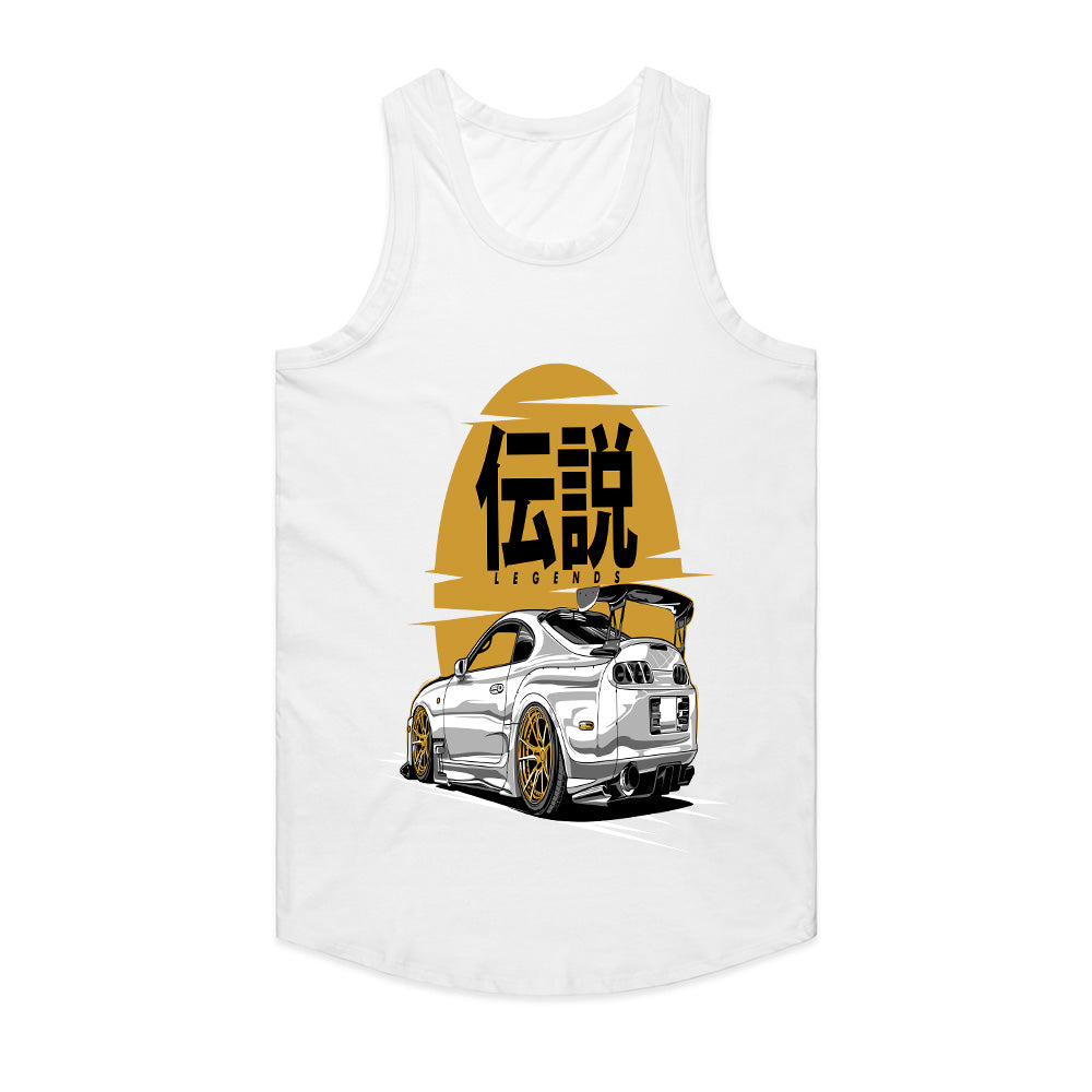 Toyota Supra MK4 "Legends" JDM T-Shirt – White Supra with Gold Accents
