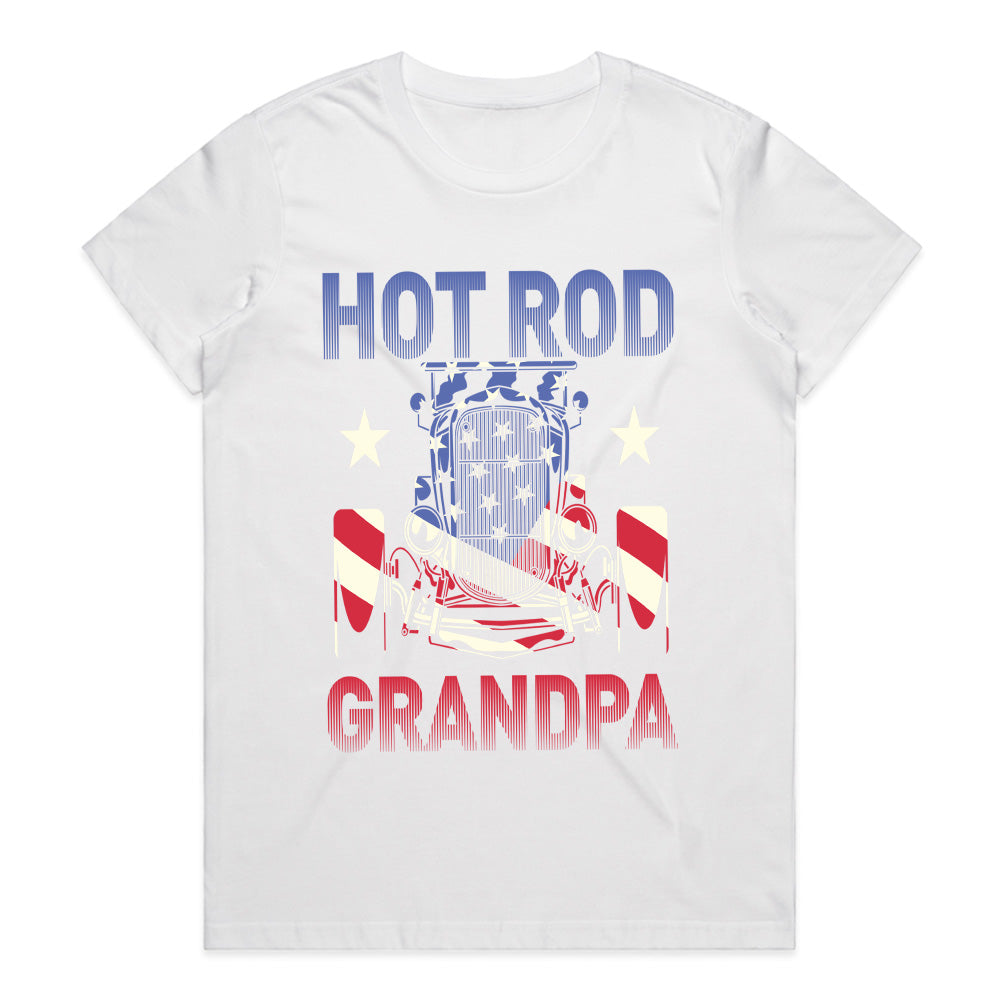 Hot Rod Grandpa T-Shirt – Vintage Car & American Flag Patriotic Tee