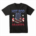 Hot Rod Grandpa T-Shirt – Vintage Car & American Flag Patriotic Tee