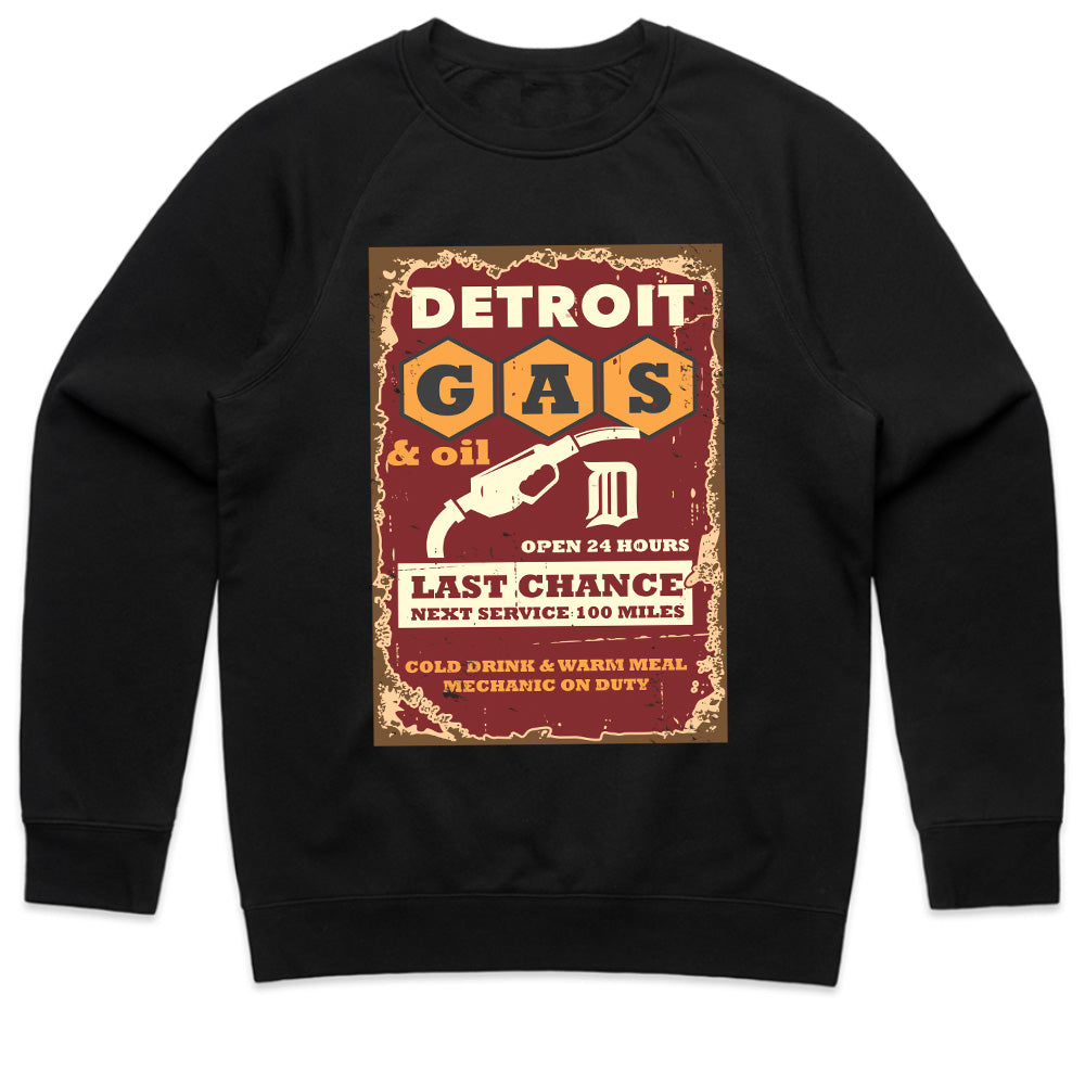 Detroit Cruise Vintage Gas Station T-Shirt – Classic Hot Rod & 24-Hour Service Design