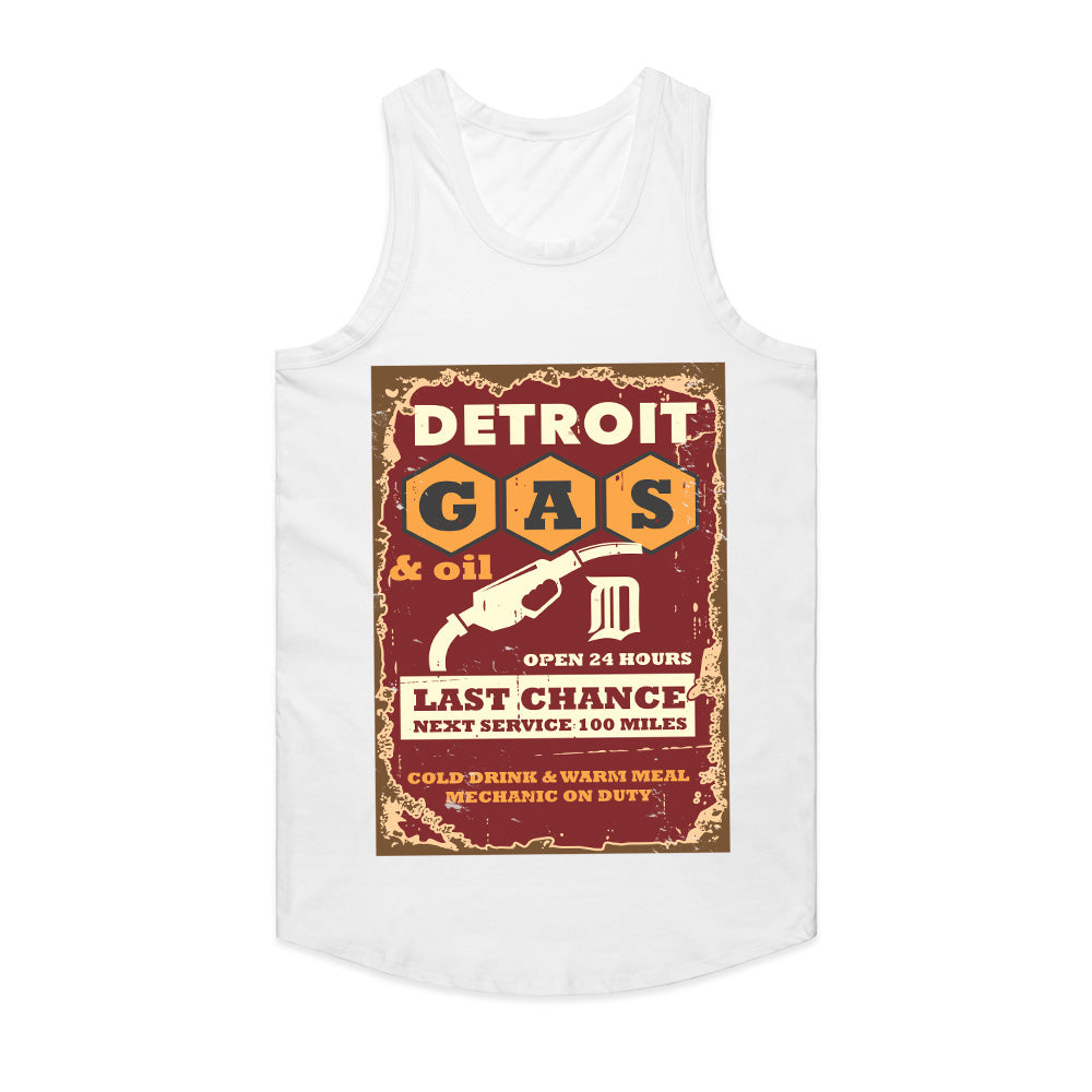 Detroit Cruise Vintage Gas Station T-Shirt – Classic Hot Rod & 24-Hour Service Design