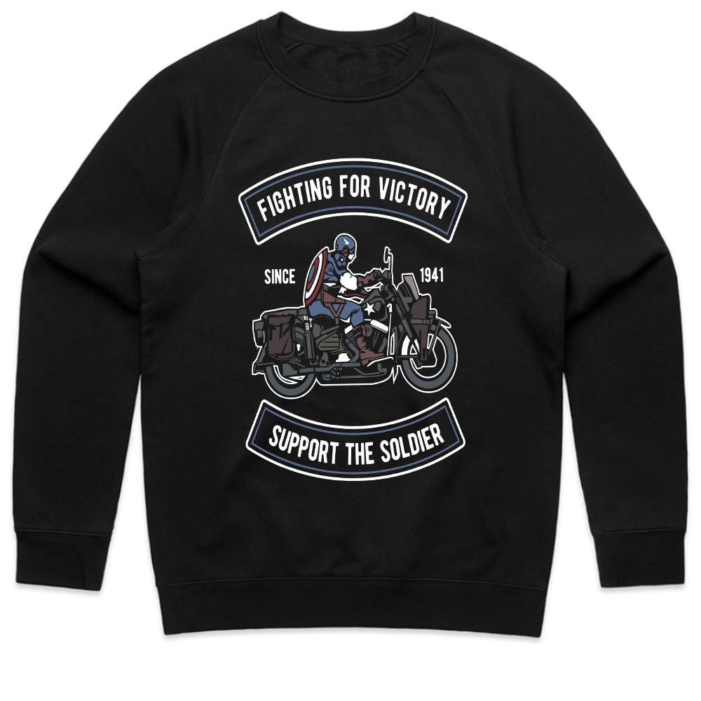 Fighting for Victory – Support the Soldier T-Shirt | Vintage Military Motorcycle Design