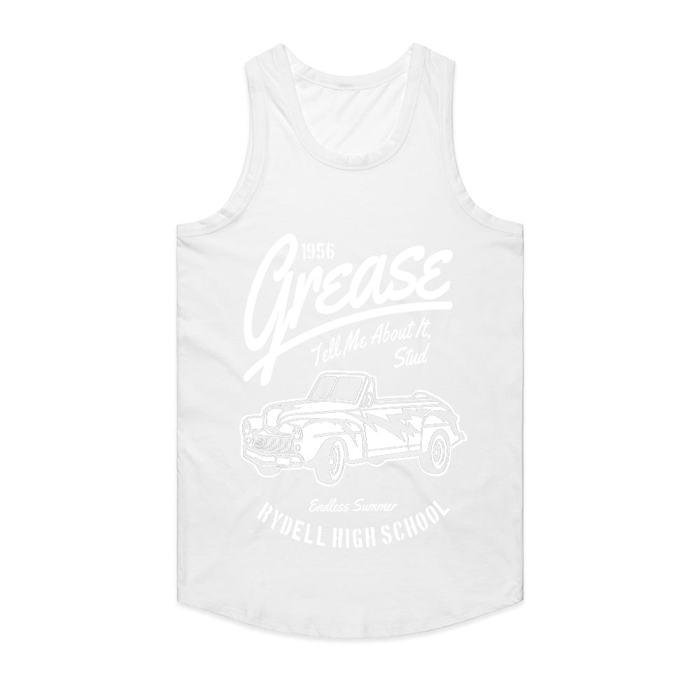 1956 Grease Movie T-Shirt | 'Tell Me About It, Stud' Vintage Car Design