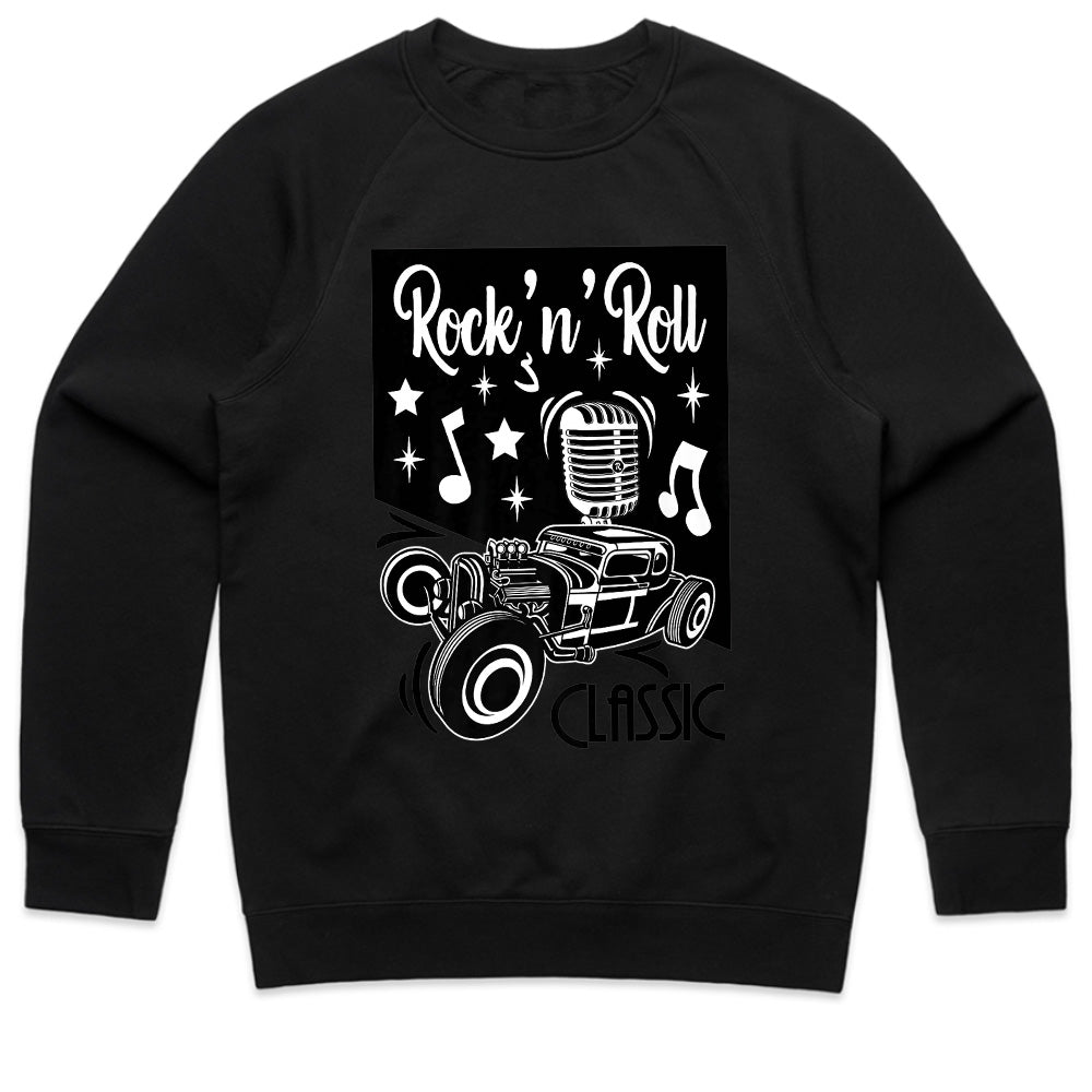 Rock 'n' Roll Classic Car T-Shirt – Vintage 50s Hot Rod & Microphone Design
