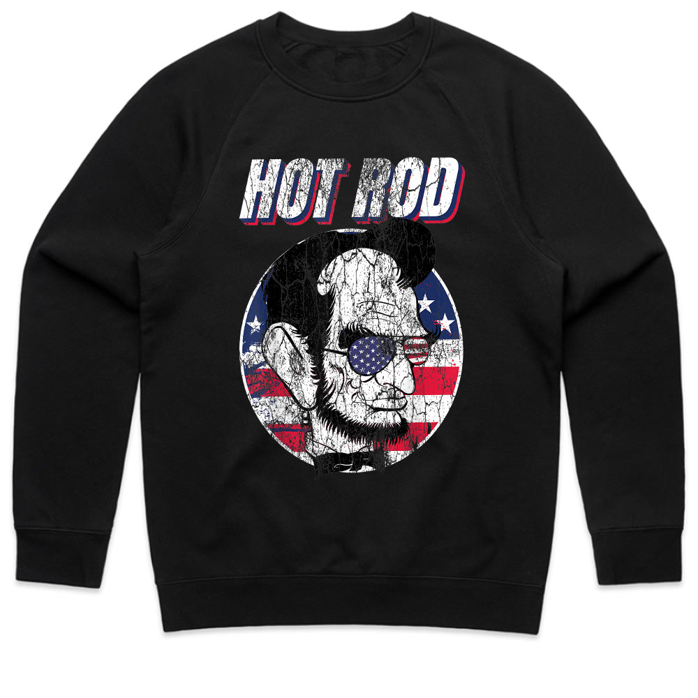 Hot Rod Abraham Lincoln T-Shirt – Patriotic Vintage Muscle Car & USA Flag Tee