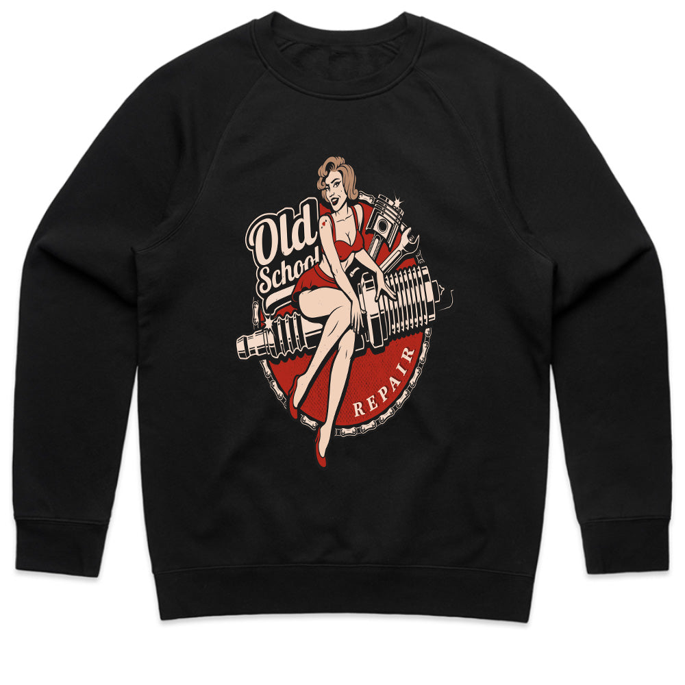 Old School Repair Pin-Up T-Shirt – Vintage Rockabilly Garage & Hot Rod Tee