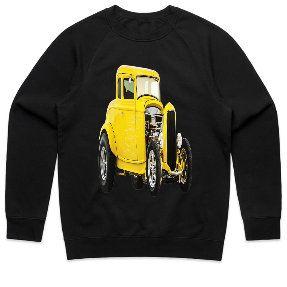 1930s Yellow Hot Rod T-Shirt – Classic Vintage Muscle Car Racer Tee