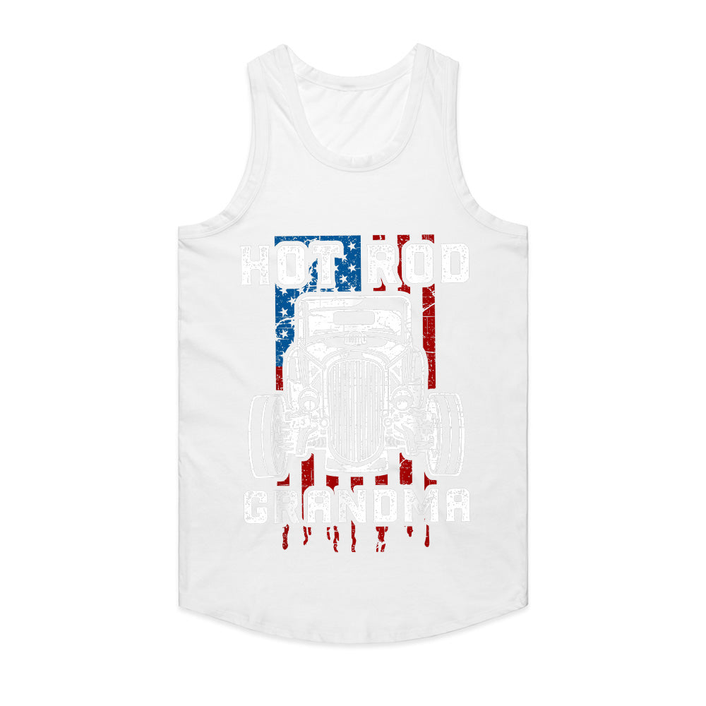 Hot Rod Grandma T-Shirt – Vintage Car & American Flag Muscle Car Tee