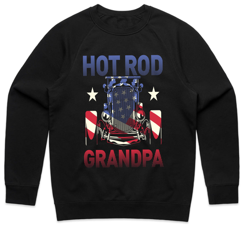 Hot Rod Grandpa T-Shirt – Vintage Car & American Flag Patriotic Tee