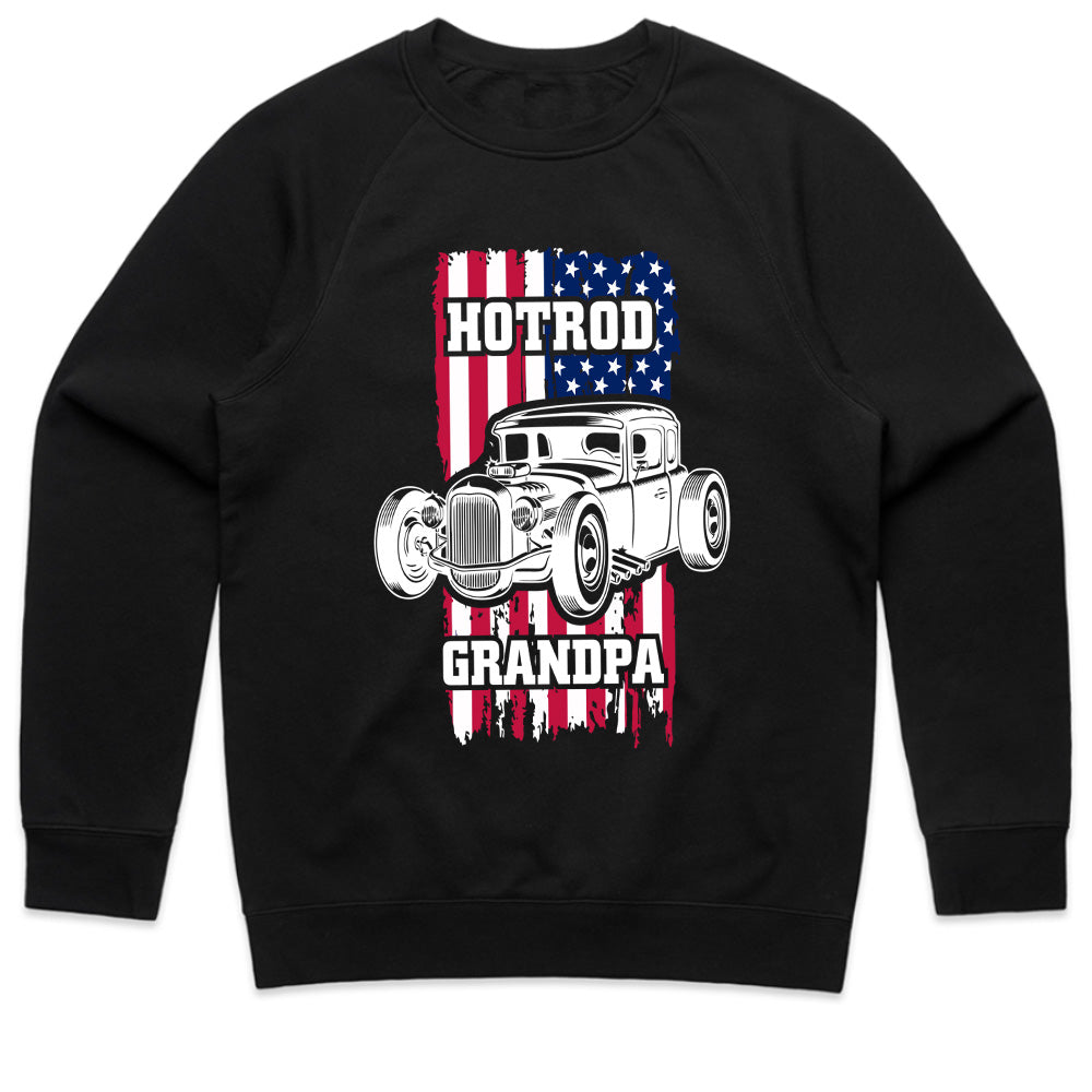 Hot Rod Grandpa T-Shirt – Vintage Classic Car & American Flag Muscle Car Tee