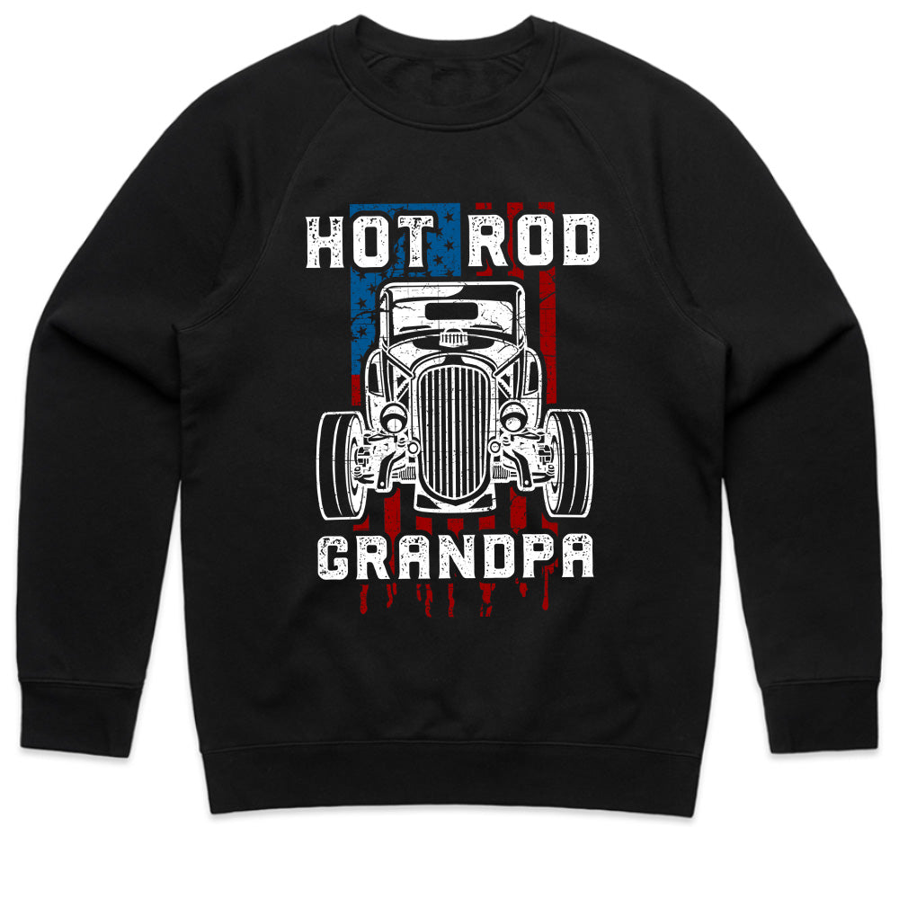 Hot Rod Grandpa T-Shirt – Vintage Muscle Car & American Flag Patriotic Tee