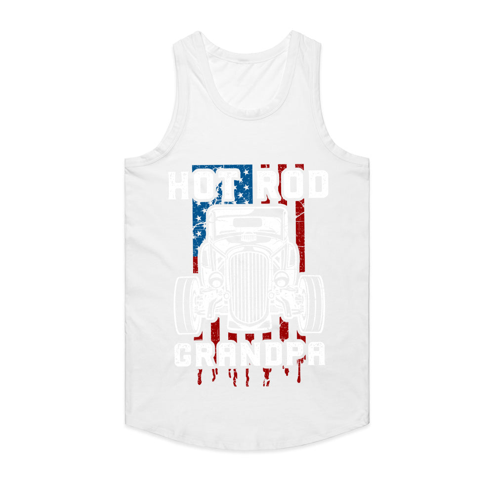 Hot Rod Grandpa T-Shirt – Vintage Muscle Car & American Flag Patriotic Tee
