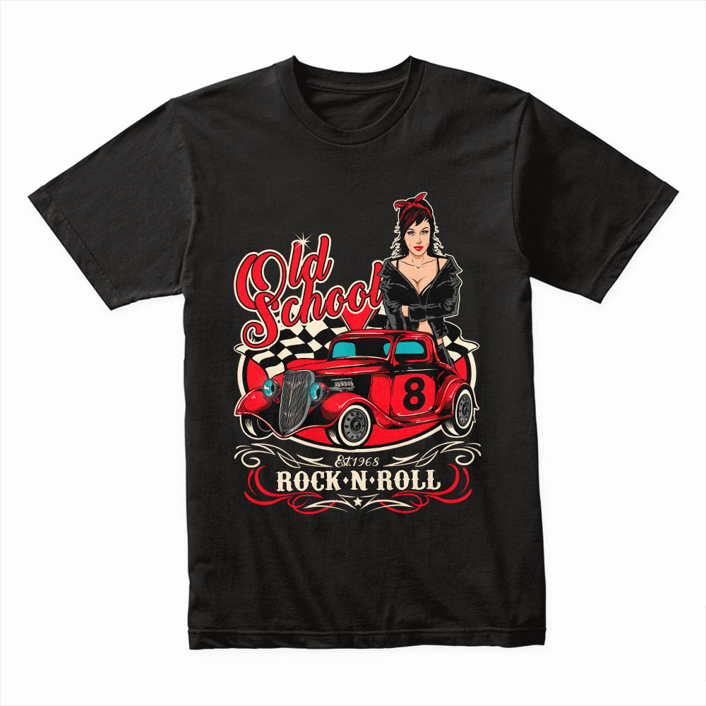 Old School Rock 'n Roll Hot Rod – Retro Pin-Up T-Shirt