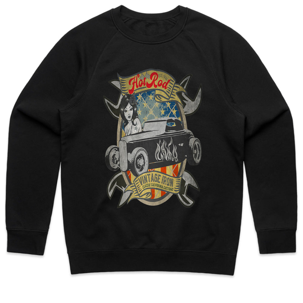 Hot Rod Vintage Iron T-Shirt – Classic California Custom Car & Pin-Up Retro Design