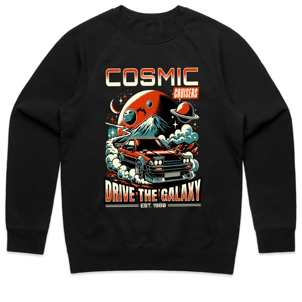 Cosmic Cruisers T-Shirt – Retro Futuristic JDM Car & Space Adventure Tee