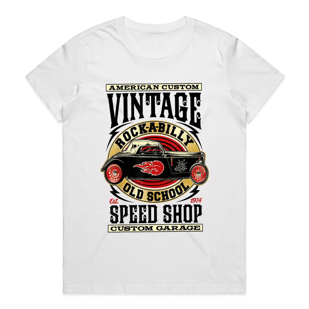 Vintage Rockabilly Hot Rod T-Shirt – Classic Speed Shop Custom Garage Tee