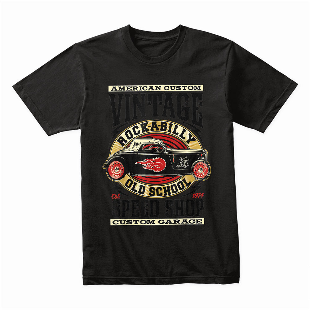 Vintage Rockabilly Hot Rod T-Shirt – Classic Speed Shop Custom Garage Tee