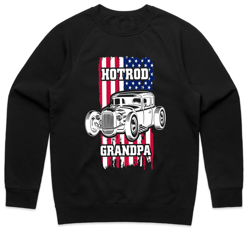 Hot Rod Grandpa – American Flag Classic Car T-Shirt for Vintage Car Lovers