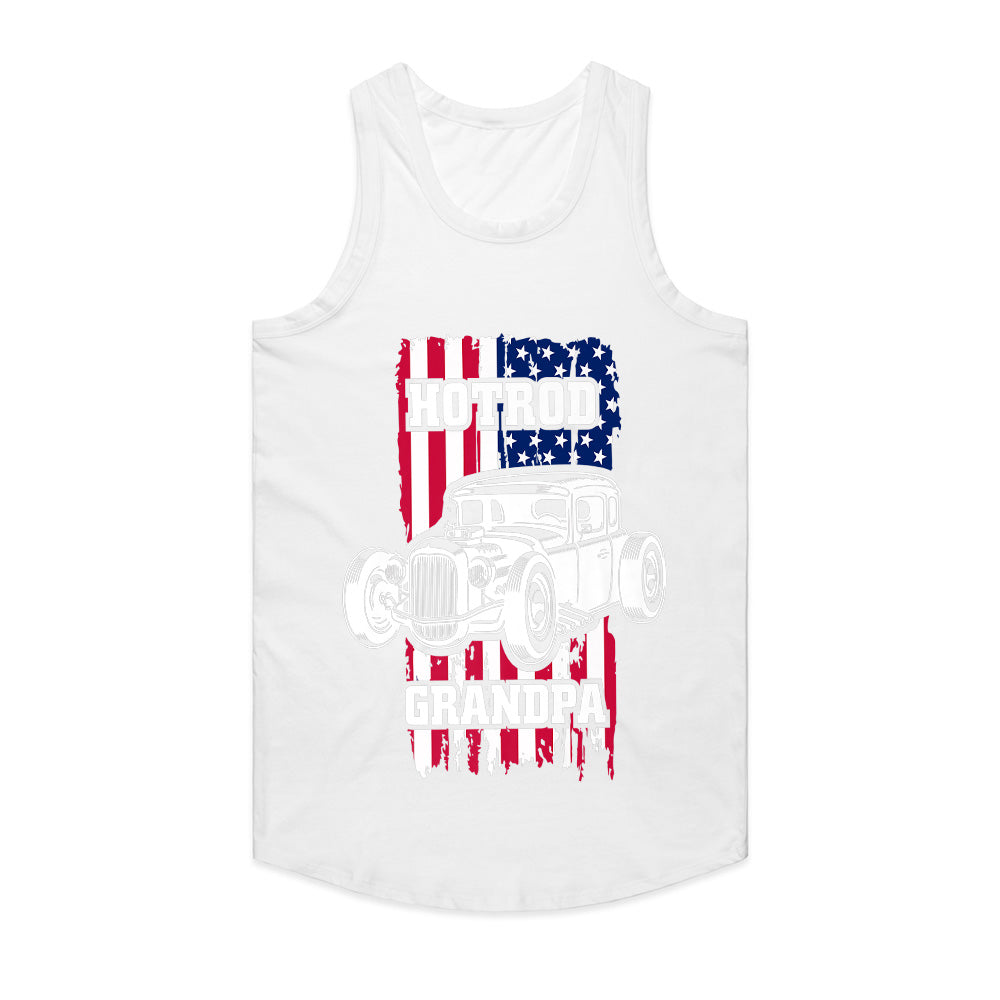 Hot Rod Grandpa – American Flag Classic Car T-Shirt for Vintage Car Lovers